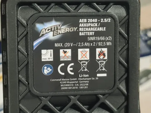 batterie ACTIVE ENERGIE 20/40V LI-ION 5,0Ah pour les machines FERREX ALDI (Germany)