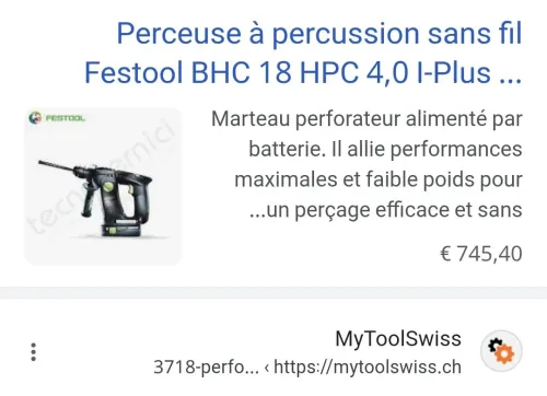 Perforateur sans fil compact 18V/1x 5.0Ah - FESTOOL BHC 18 (BL-Czech)