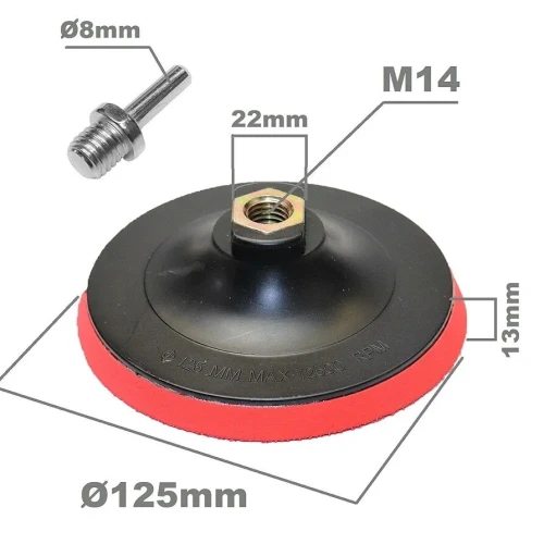 Plateau de ponçage scratch 125mm M14 avec adaptateur de perceuse - HOMA'S (italy)