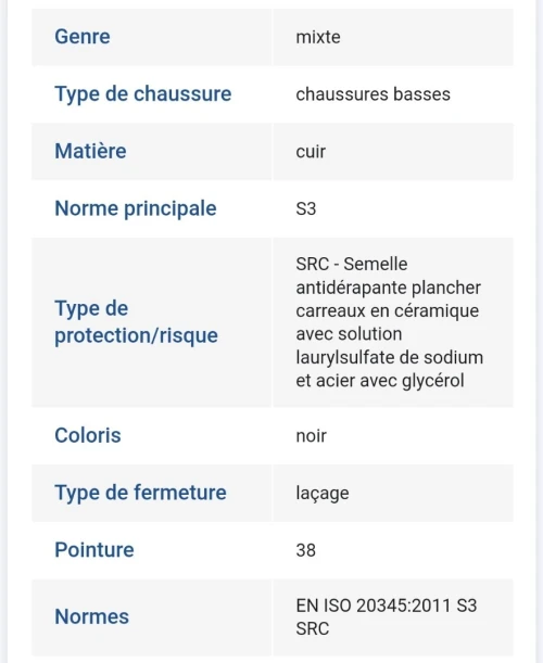 Chaussure de sécurité original - OPSIAL STEP FORCE noir S3-40 (EN20345-ISO2011-France)