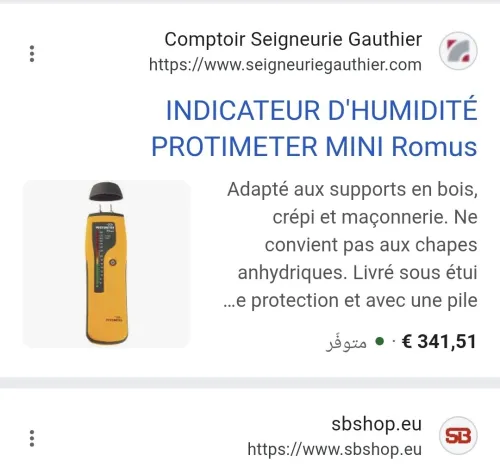 Protimeter Mini - Humidimètre à broches affichage par LED 6-90% H2O/WME (England)