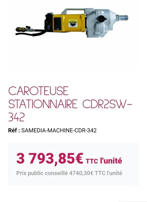 Carotteuse diamant 3420W 40-300mm avec Bâti - SAMEDIA CDR2SW-342 (Italy)