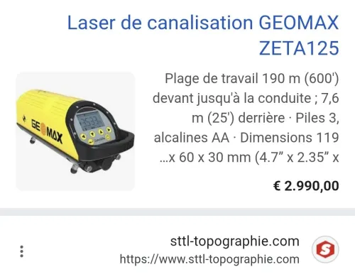 Laser de canalisations 200 mètre - GEOMAX Zeta 125 (2021) 