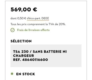 découpeuse 230mm à batterie 36V 7.2Ah STIHL TSA 230 à sec ou à eau (BL-2018)