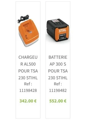 découpeuse 230mm à batterie 36V 7.2Ah STIHL TSA 230 à sec ou à eau (BL-2018)