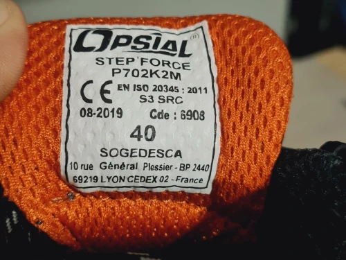 Chaussure de sécurité original - OPSIAL STEP FORCE noir S3-40 (EN20345-ISO2011-France)