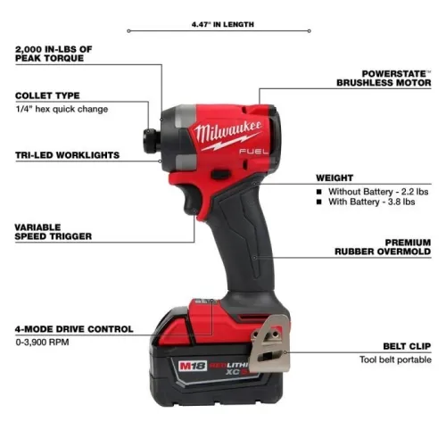 MILWAUKEE 3697-22 kit 2 machines 4ème génération perceuse + Visseuse à choc (USA-AutoStop)