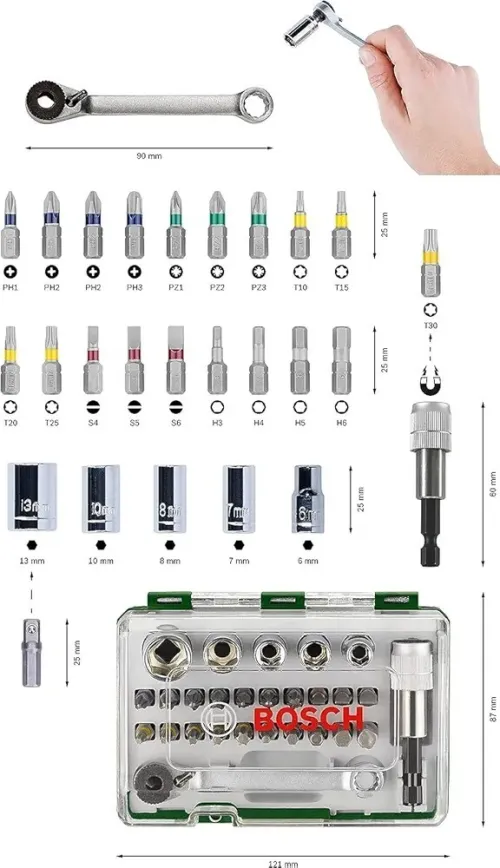 BOSCH - Coffret embout et douille à cliquet 27 pièces
