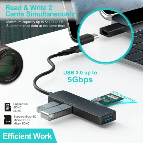 ADAPTATEUR TYPE C TO 3USB +VGA+HDMI+TF RES GIGA 8IN1 /REF: 3928 Station d'accueil