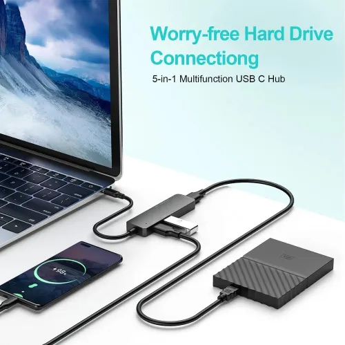 ADAPTATEUR TYPE C TO 3USB +VGA+HDMI+TF RES GIGA 8IN1 /REF: 3928 Station d'accueil
