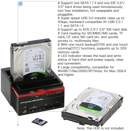 DOCKING HDD STATION D ACCUEIL USB 3.0 2.5" 3.5" 3 HDD USB3.0 -893U3 /REF: 6399
