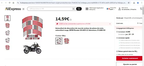 STICKERS DE JANTE BMW GS 1220 ADV AUTOCOLLANTS