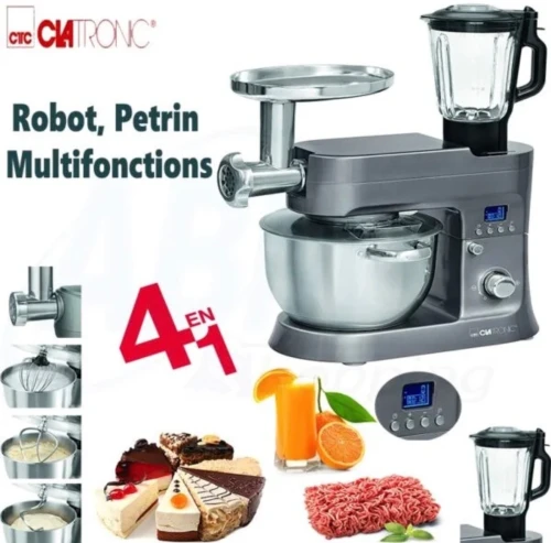 Pétrin Multifonction Professionnel 4en1 1200 Watts Clatronic