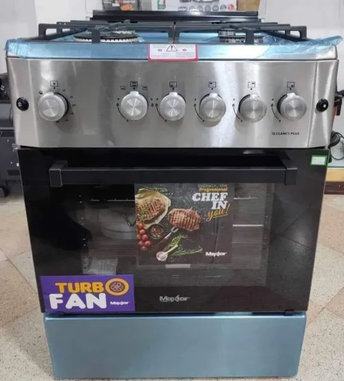CUISINIERE MAXTOR 4 FEU INOX TURBO FAN AVEC FOUR VENTILÉ ET SECURISÉ / CASH ET FACILITÉ