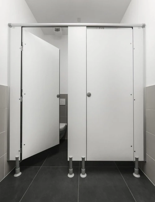 Séparations Sanitaires en HPL Compact 12 mm avec accessoires en aluminium anodisée ( cabines sanitaires )