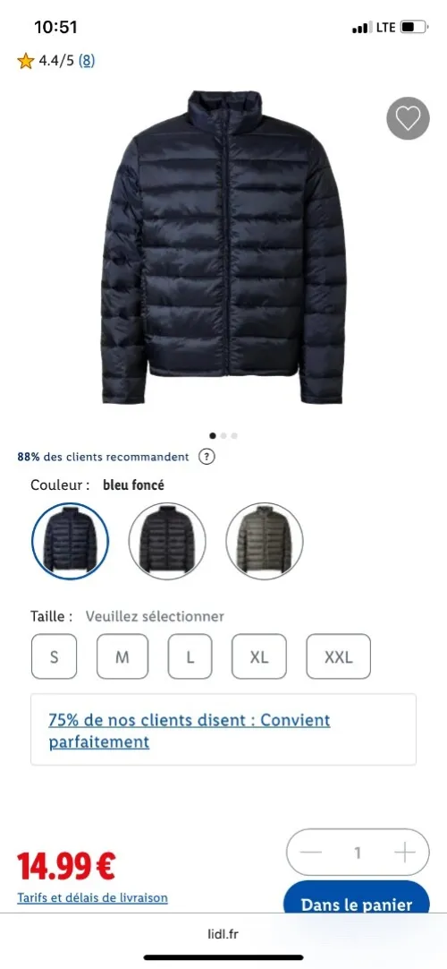 Veste doudoune légère et chaude produit européen kaba