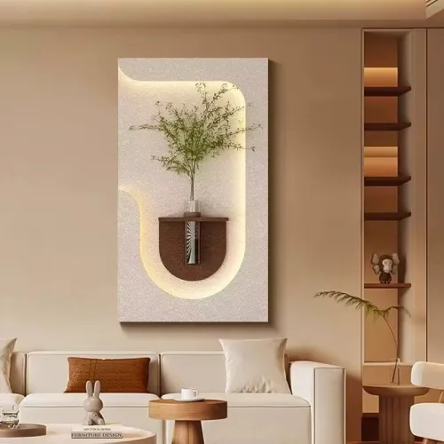 Panneau Mural Décoratif avec Éclairage LED Design Moderne en Bois