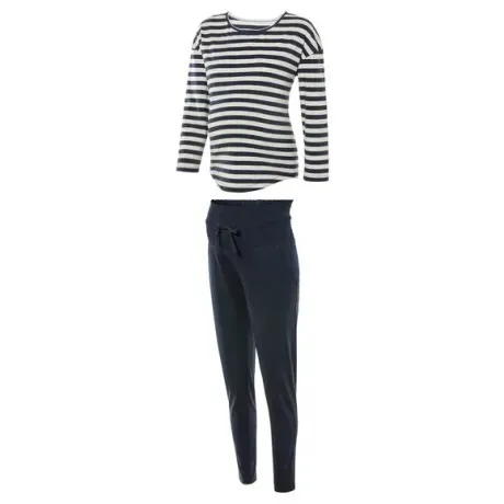 Ensemble grossesse rayé/bleu foncé coton