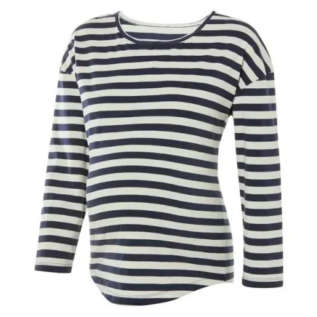 Ensemble grossesse rayé/bleu foncé coton