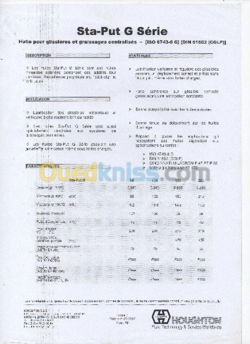 HOUGHTON HUILE GLISSIERE HYDROSLIDE 68 DISPONIBLE EQUIVALENT