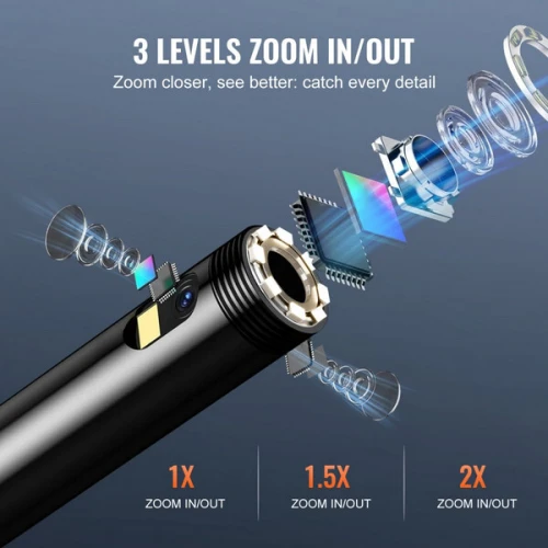 VEVOR Caméra Endoscopique industriel FHD Triple Objectif Écran IPS 5" avec Câble 15 m 