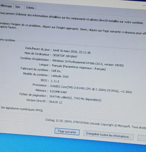 DELL LATITUDE 3500 I3-8145U RAM 8GB 15.6