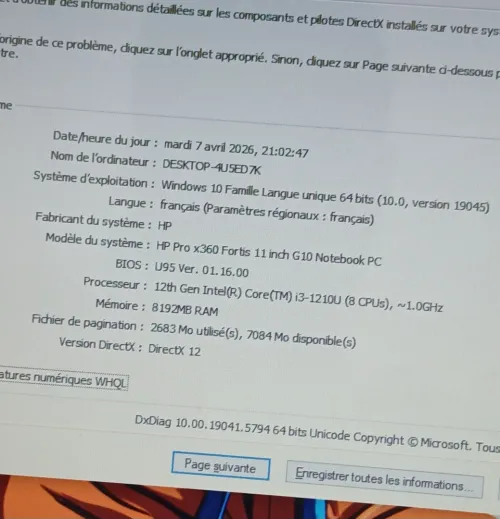 HP Pro x360 G10 INTEL CORE I3 1210U RAM 8GB SSD 256GB