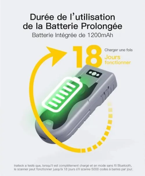 Lecteur de codes à barres portable 1D&2D Sans Fil 