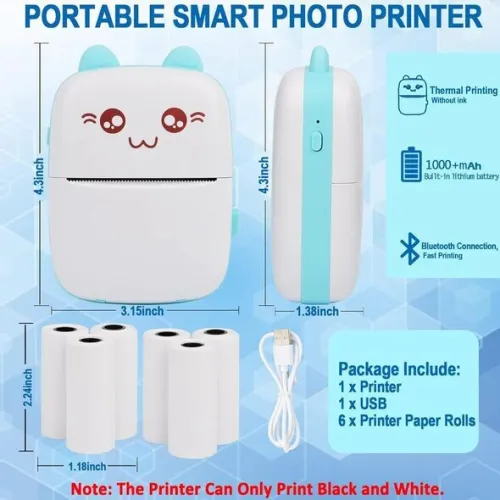 طابعة حرارية صغيرة محمولة بدون حبر Mini imprimante thermique, portable sans encre