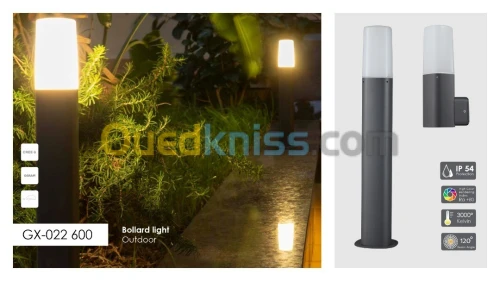 Borne lumineuse LED ovale en aluminium gris foncé