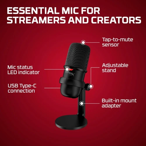  Microphone de jeu USB à condensateur HyperX SoloCast 