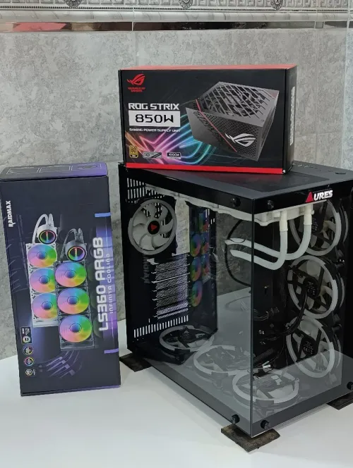 PACK PC GAMER BOITE AURES +POWER  ROG STRIX 850 WAT + WATER COLING RAIDMAX 3 VONTILO RGB