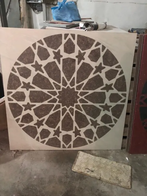 Tableau en marbre et céramique 