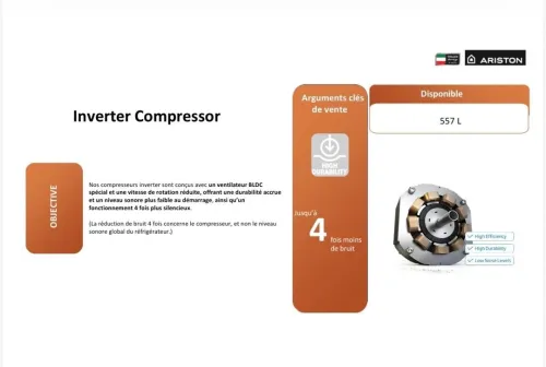 ARISTON REFRIGERATEUR COMBINÉ 355 L INOX NO FROST COMPRESSEUR INVERTER