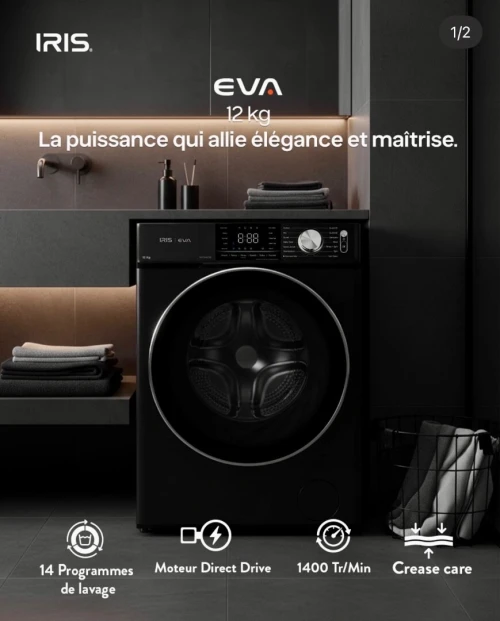 MACHINE À LAVER IRIS EVA 12 KG GRISE