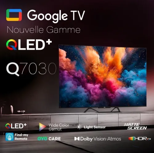 TV IRIS 65" QLED+ Q7030 GOOGLE TV 120 HZ 4K UHD SMART ANDROID  65 POUCES