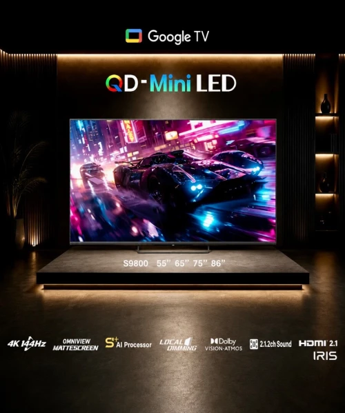 TV IRIS 65" QD MINI LED S9800 GOOGLE TV 144 hz OMNIVIEW MEMC VRR ALLM 4k UHD ANDROID 14 + BARRE DE SON INTEGRÉE
