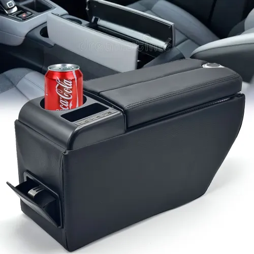 Organisateur de Console Centrale Voiture avec Accoudoir et Porte Gobelet USB