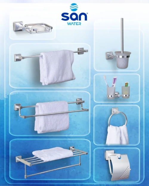 'ACCESSOIRES DE SALLE DE BAIN EN ALUMINUM  - 8 PIÈCES SÉPARÉES  - INOXYDABLE DE LA MARQUE SAN WATER