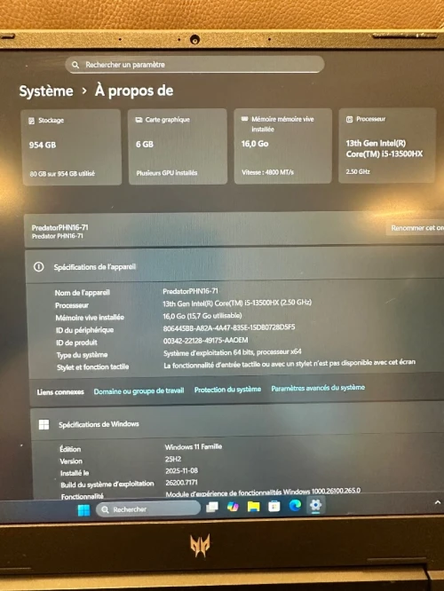 Acer Predator i5 13eme RTX4050