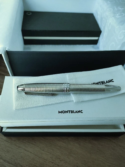 MONTBLANC Stylo à Plume Meisterstück Geometry Solitaire Le Grand + Encrier + Étui
