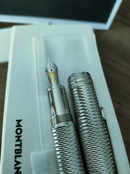 MONTBLANC Stylo à Plume Meisterstück Geometry Solitaire Le Grand + Encrier + Étui
