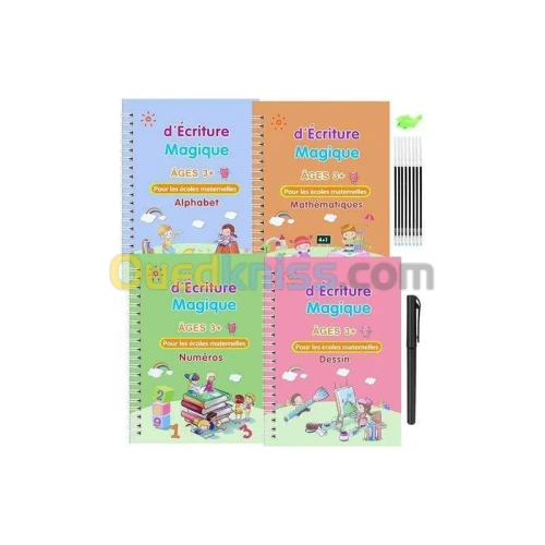Pack De Cahier D Écriture Méutilisable Pour Enfant 3 - 7 Ans Mathématiques, Dessin, Alphabet)