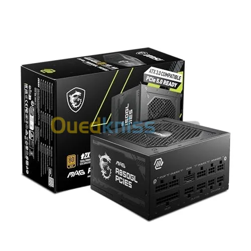 ALIMENTATION MSI MAG A850GL 850W 80PLUS GOLD ATX3.0 PCIE5 MODULAIRE