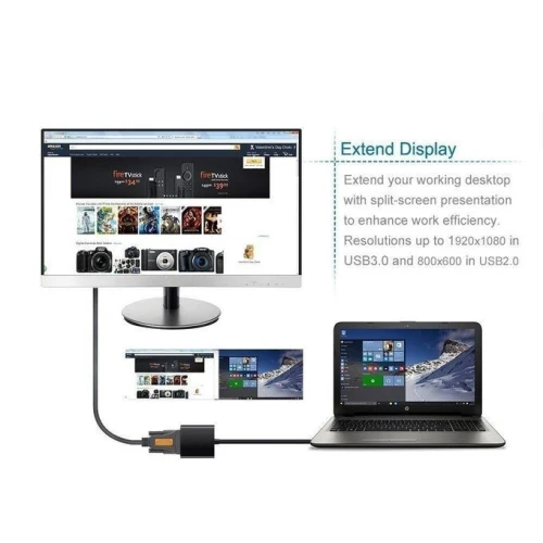 ADAPTATEUR VIDEO MULTI-ECRANS USB 3.0 MALE VERS VGA FEMELLE