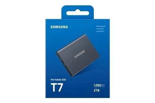 DISQUE SSD EXTERNE SAMSUNG PORTABLE T7  2 TO USB 3.2 GRIS TITANE