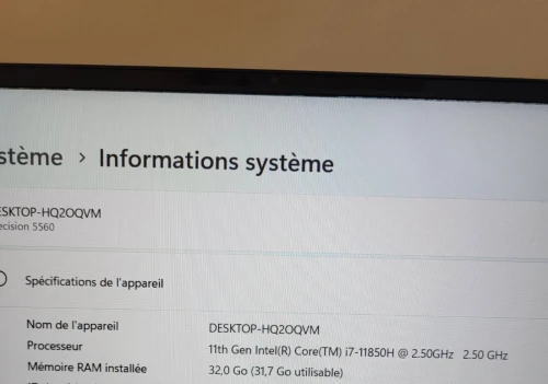 DELL PRECISION 5560 15.6 FHD + | CORE i7-11850H | RTX A2000 4GB | 1To NVMe | 32GB RAM | WORKSTATION