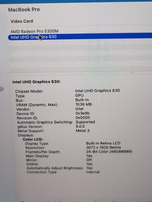 MacBook Pro 16" 2019 | CORE i7 | 16GB RAM | AMD RADEON PRO 5300M 4GB | 512GB SSD |GAMME Workstation