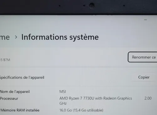MSI MODERN 15.6'' FHD | RYZEN 7 7730U | 16GB RAM | 512GB NVMe SSD | AMD RADEON GRAPHICS