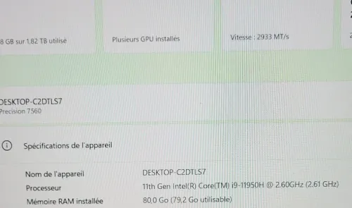 DELL PRECISION 7560 | i9-11950H | RTX A2000 4GB | 64B RAM | 2TB NVMe SSD | WORKSTATION